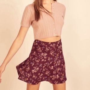 Reformation Floral Mini Skirt in Purple and Pink